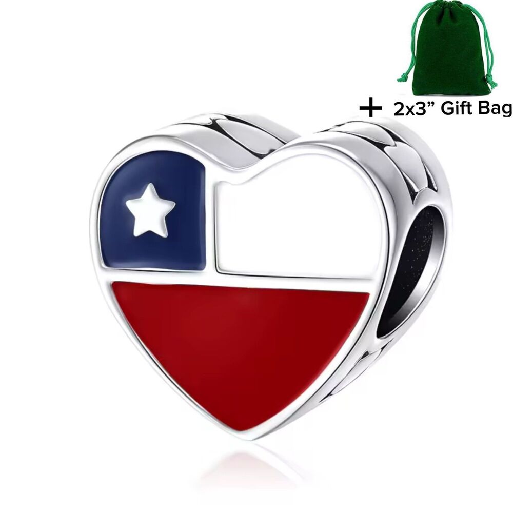 Chile Flag Bead Charm | 925 Silver | Brand New